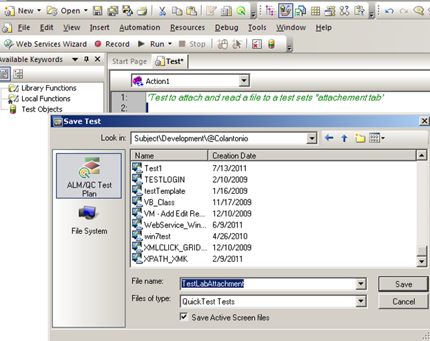 attachment from qc using qtp