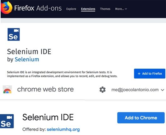 Selenium IDE Chrome Firefox
