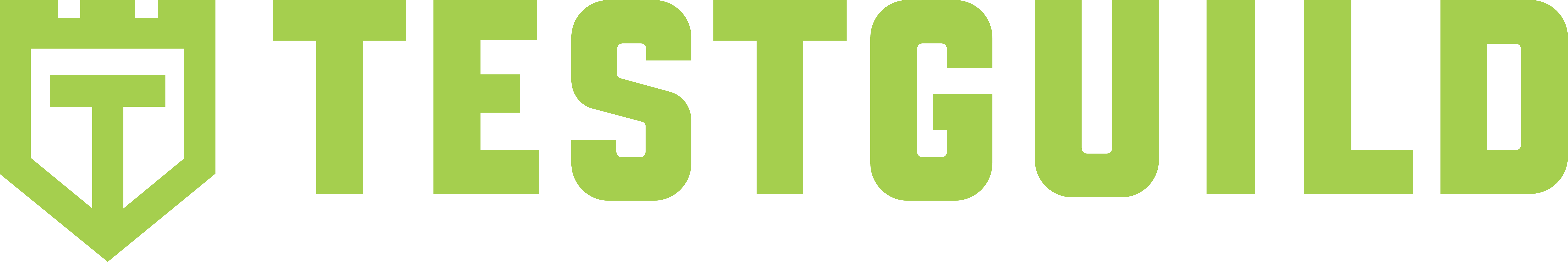 Logo of testguild with a stylized pencil and shield motif in green color scheme.