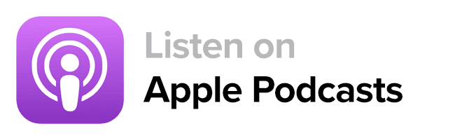 Purple "Apple Podcasts" icon with text that reads, "Listen on Apple Podcasts.