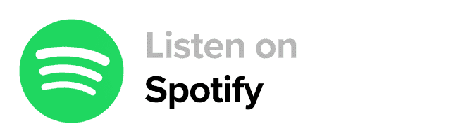 Green Spotify logo on the left with the phrase "Listen on Spotify" on the right in black and gray text.