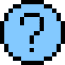 A pixelated image of a blue ghost from a classic video game, featuring a circular shape with pixelated edges and simple black eyes.