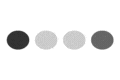 Four circular loading indicators at different fill levels on a dark background.