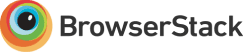 BrowserStack logo, featuring a multicolored circular icon resembling an eye next to the text