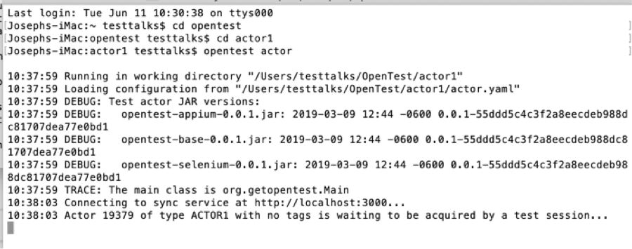 OpenTest Actor Command