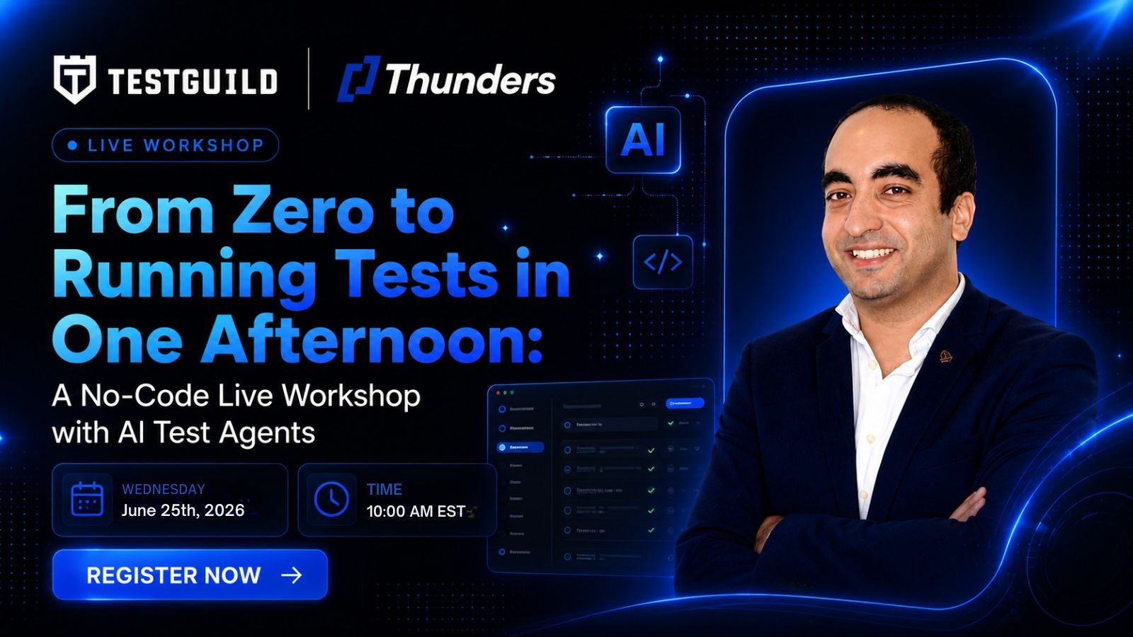From Zero to Running Tests in One Afternoon: A No-Code Live Workshop with AI Test Agents